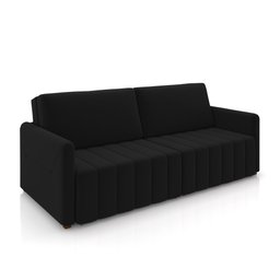 Sofá-cama Decorativo Retrátil Thanos 2 Lugares 192cm Veludo Preto G45 - Gran Belo - 1