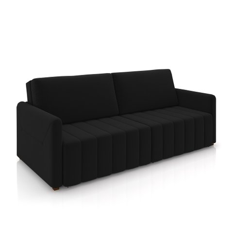 Sofá-cama Decorativo Retrátil Thanos 2 Lugares 192cm Veludo Preto G45 - Gran Belo