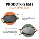 Ver imagem 6 de Chapa Ferro Fundido Dupla Face 30cm Redonda Grill Bifeteira com Alça de Madeira