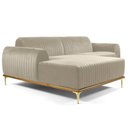 Ver imagem 2 de Sofá com Chaise Cocie 3 Lugares Fixo 230cm Bege Veludo Sallar Home