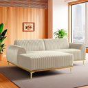 Ver imagem 3 de Sofá com Chaise Cocie 3 Lugares Fixo 230cm Bege Veludo Sallar Home