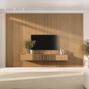 Ver imagem 2 de Rack com Painel Ripado para TV até 86 Polegadas 360cmx250cm Aruá CabeCasa MadeiraOriginals Marrom Jatobá