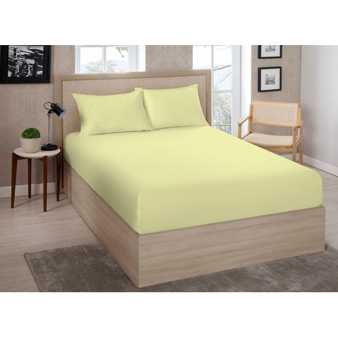 Lencol Casal (138) Avulso Liso Sortido C/ Elastico 70% Algodao 30% Poliester - Estamparia:amarelo