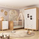 Ver imagem 2 de Quarto de Bebê Completo com Berço 3 em 1 para Colchão 130x60cm Sol Multimóveis Mp4522 Madeirado/