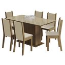 Ver imagem 2 de Conjunto Sala de Jantar Moscou Plus Madesa Mesa Tampo de Vidro com 6 Cadeiras Rustic/Crema/Pérola Co