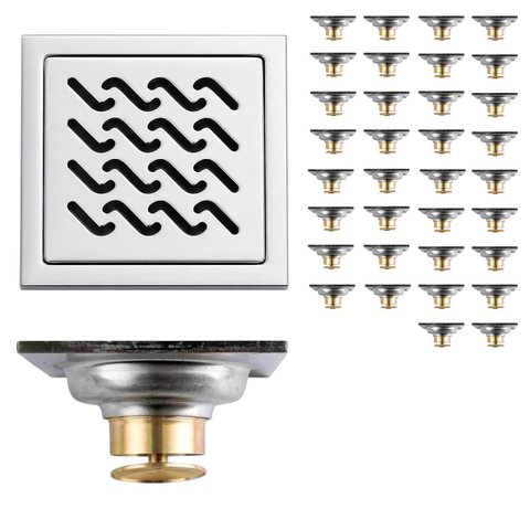Ralo Inox 10x10 Banheiro Kit 34 Uni Anti Odor Quintal Anti Inseto Lavabo Varanda Resistente Duravel 