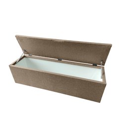 Kit Cabeceira e Recamier Baú Estofado Veneza Diamond Linho Bege Queen Rbl - 4