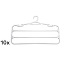 Ver imagem 1 de Kit 10 Cabides Cristal para Calças 3 Divisórias Reforçado Acrílico Transparente - Organizador Roupa