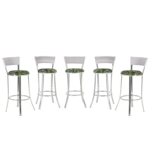 Banqueta Bistro para Bar, Cozinha, Balcão em Alumínio e Fibra Tc Zanutto 5 Unidades Marmore