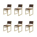 Ver imagem 1 de Kit 6 Cadeiras Industrial Isa Veludo Marrom Base Dourado para Mesa Sala Cozinha - Dourado/marrom