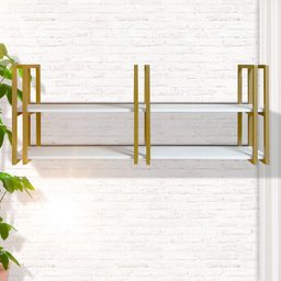 Prateleira Estilo Industrial Casa Suspensa Dourada e Branca - 3
