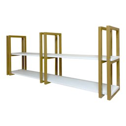 Prateleira Estilo Industrial Casa Suspensa Dourada e Branca - 2
