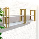 Ver imagem 1 de Prateleira Estilo Industrial Casa Suspensa Dourada e Branca