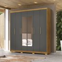 Ver imagem 1 de Guarda Roupa Casal Madesa 6 Portas 2 com Espelhos Bater 6 Gavetas com Cabideiros Mdf Nature/chumbo G