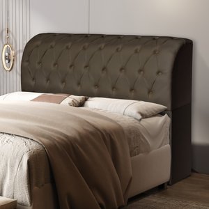 Cabeceira Estofada Marrom para Cama Box 1,60 Queen com Baú Organizador