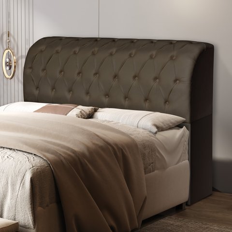 Cabeceira Estofada Marrom para Cama Box 1,60 Queen com Baú Organizador