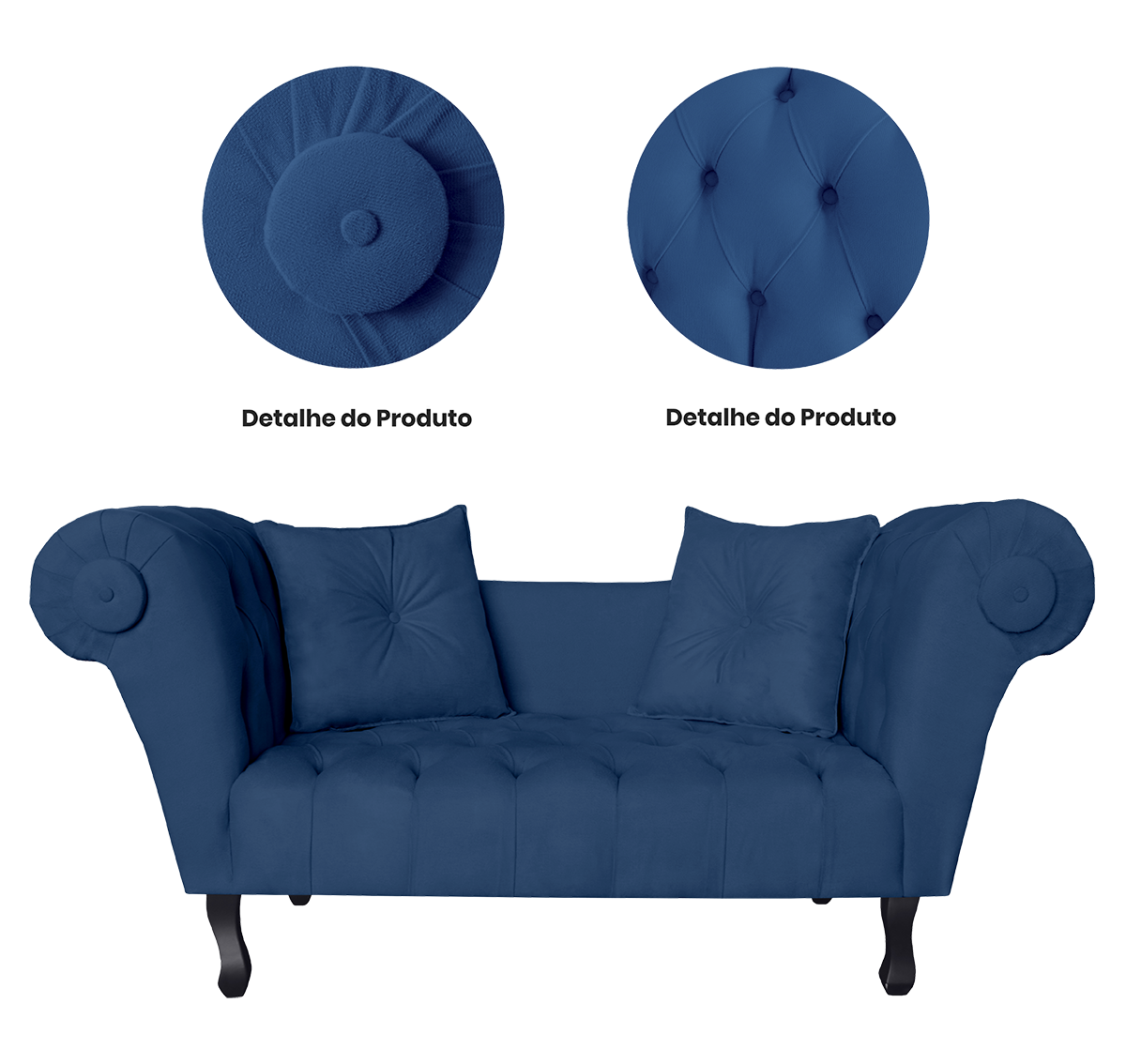 Namoradeira Sofá Decorativa Para Salão de Beleza Londres 160 Suede Azul