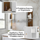 Ver imagem 3 de Espelharia Armário Banheiro Moderna MDP Resistente 1 Porta:Branco
