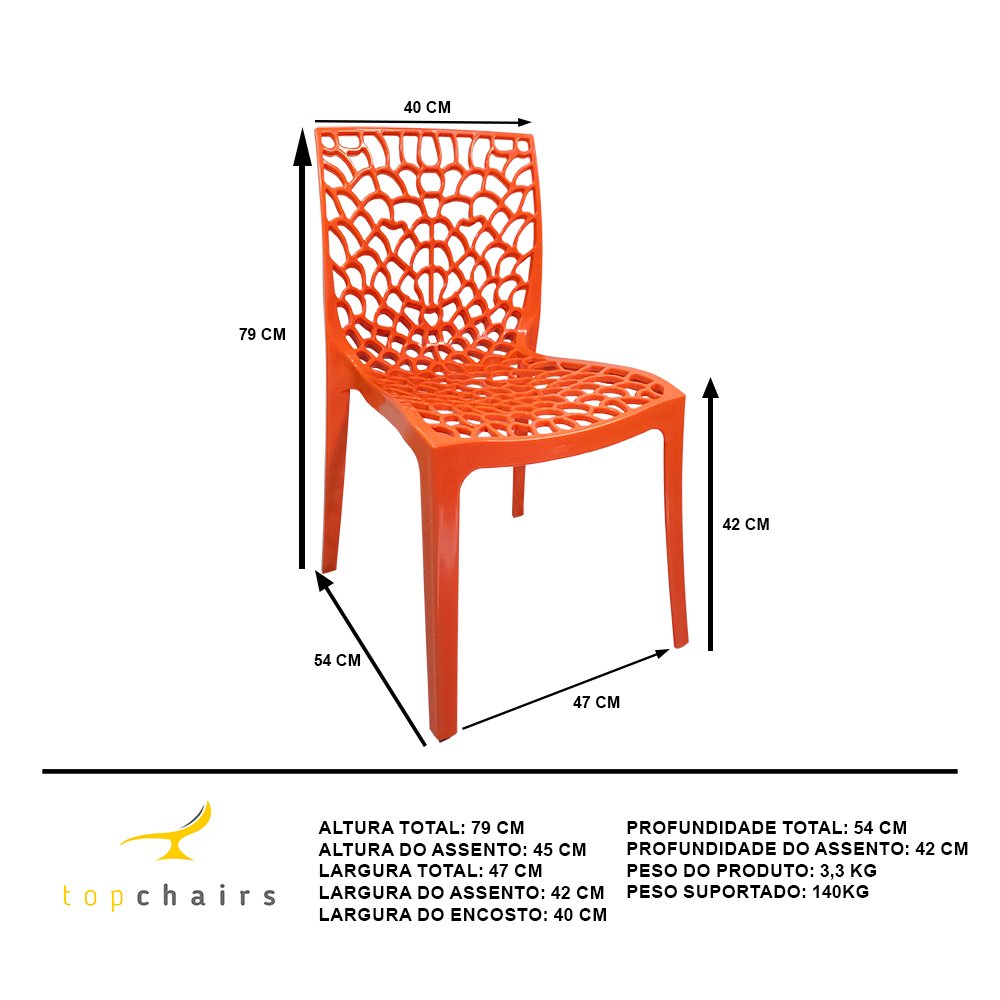 Cadeira Gruvyer Laranja - Kit com 05 - 6