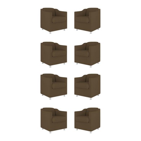 Kit 08 Poltronas Tilla Consultório Recepção Sala Suede Cor:marrom