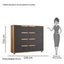 Ver imagem 5 de Cômoda Doble 8 Gavetas Freijó/titanium - Móveis Albatroz