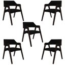 Ver imagem 1 de Kit 5 Cadeiras Sala de Jantar e Jogos Carteados Madeira Maciça Poker Veludo Preto/tabaco G42 - Gran