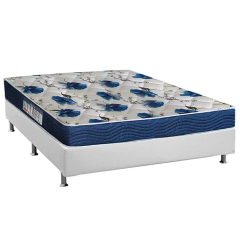 Cama Box Casal: Colchão Anatômico Ortobom D28/EP Fort Tech ISO 60 + Base CRC Courano White(