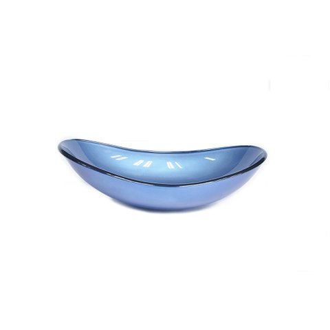 CUBA DE VIDRO OVAL 47CM AZUL