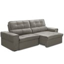 Ver imagem 1 de Sofá Retrátil Reclinável para Sala 3 Lugares 230cm Samir F04 Veludo Marrom Claro - Lyam Decor