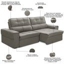 Ver imagem 4 de Sofá Retrátil Reclinável para Sala 3 Lugares 230cm Samir F04 Veludo Marrom Claro - Lyam Decor