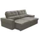 Ver imagem 6 de Sofá Retrátil Reclinável para Sala 3 Lugares 230cm Samir F04 Veludo Marrom Claro - Lyam Decor
