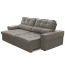 Ver imagem 7 de Sofá Retrátil Reclinável para Sala 3 Lugares 230cm Samir F04 Veludo Marrom Claro - Lyam Decor