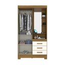 Ver imagem 3 de Guarda Roupa Solteiro 2 Portas 3 Gavetas Pequin Briz Bege/Nature/Off White