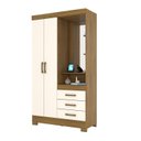 Ver imagem 4 de Guarda Roupa Solteiro 2 Portas 3 Gavetas Pequin Briz Bege/Nature/Off White
