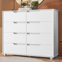 Ver imagem 6 de Guarda Roupa Casal com Cômoda Doble 8 Portas de Bater com Espelho 4 Gavetas MDP Branco Freijo