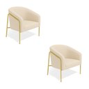 Ver imagem 2 de Kit 2 Poltronas para Sala de Estar Industrial Alta Dourado Stella Suede D03 - D’Rossi