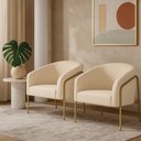 Ver imagem 1 de Kit 2 Poltronas para Sala de Estar Industrial Alta Dourado Stella Suede D03 - D’Rossi