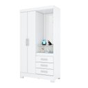 Ver imagem 4 de Guarda Roupa Solteiro 2 Portas 3 Gavetas Pequin Briz Branco/Rosa Chá