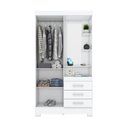 Ver imagem 3 de Guarda Roupa Solteiro 2 Portas 3 Gavetas Pequin Briz Branco/Rosa Chá