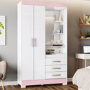 Ver imagem 6 de Guarda Roupa Solteiro 2 Portas 3 Gavetas Pequin Briz Branco/Rosa Chá