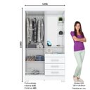 Ver imagem 2 de Guarda Roupa Solteiro 2 Portas 3 Gavetas Pequin Briz Branco/Rosa Chá