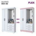 Ver imagem 5 de Guarda Roupa Solteiro 2 Portas 3 Gavetas Pequin Briz Branco/Rosa Chá