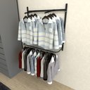 Ver imagem 2 de Arara de Roupas Closet Quarto com 6 Peças Regulável 100x100 Cm Cor Preto Modelo Clst1p26