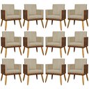 Ver imagem 1 de Kit 12 Poltronas Decorativas para Escritório Lis Corino e Pé Palito - Nude Suede Corino