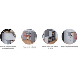 Cama Infantil Multifuncional com Escrivaninha e Escada - 5 Cama Infantil Multifuncional com Escrivaninha e Escada - 5