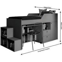 Cama Infantil Multifuncional com Escrivaninha e Escada - 6 Cama Infantil Multifuncional com Escrivaninha e Escada - 6