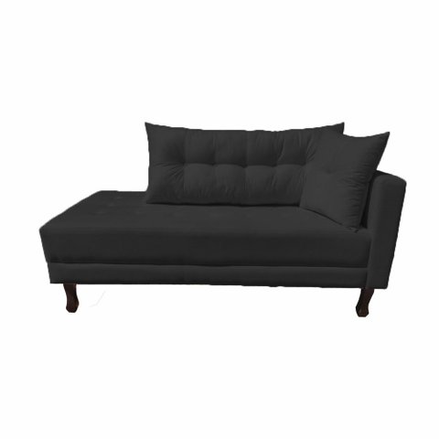 Divã Recamier Troya 2,00 Cm Lado Direito Suede Preto Grafite
