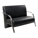 Ver imagem 3 de Conjunto Sevilha 2 Poltronas + 1 Namoradeira Braço Metal Decoração Recepção Sala - Corino Preto