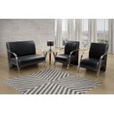 Ver imagem 2 de Conjunto Sevilha 2 Poltronas + 1 Namoradeira Braço Metal Decoração Recepção Sala - Corino Preto