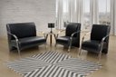 Ver imagem 2 de Conjunto Sevilha 2 Poltronas + 1 Namoradeira Braço Metal Decoração Recepção Sala - Corino Preto